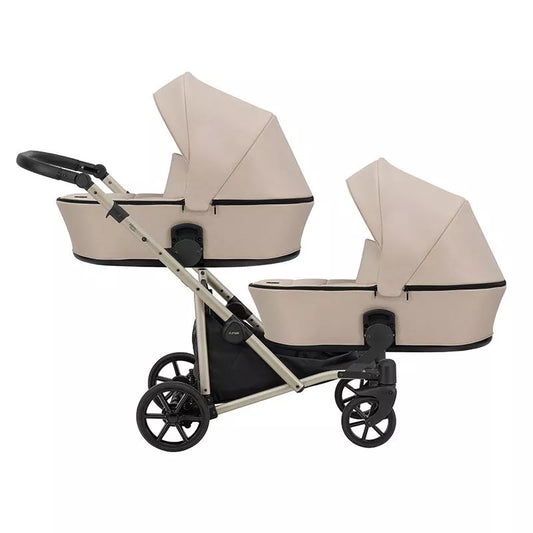 Carucior pentru gemeni Kunert Brav Duo 2 in 1 Crem/cadru Champagne
