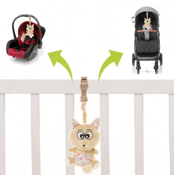 Jucarie de plus pentru carucior/patut 4Baby SQUEEZE Vulpi Maro/Bej