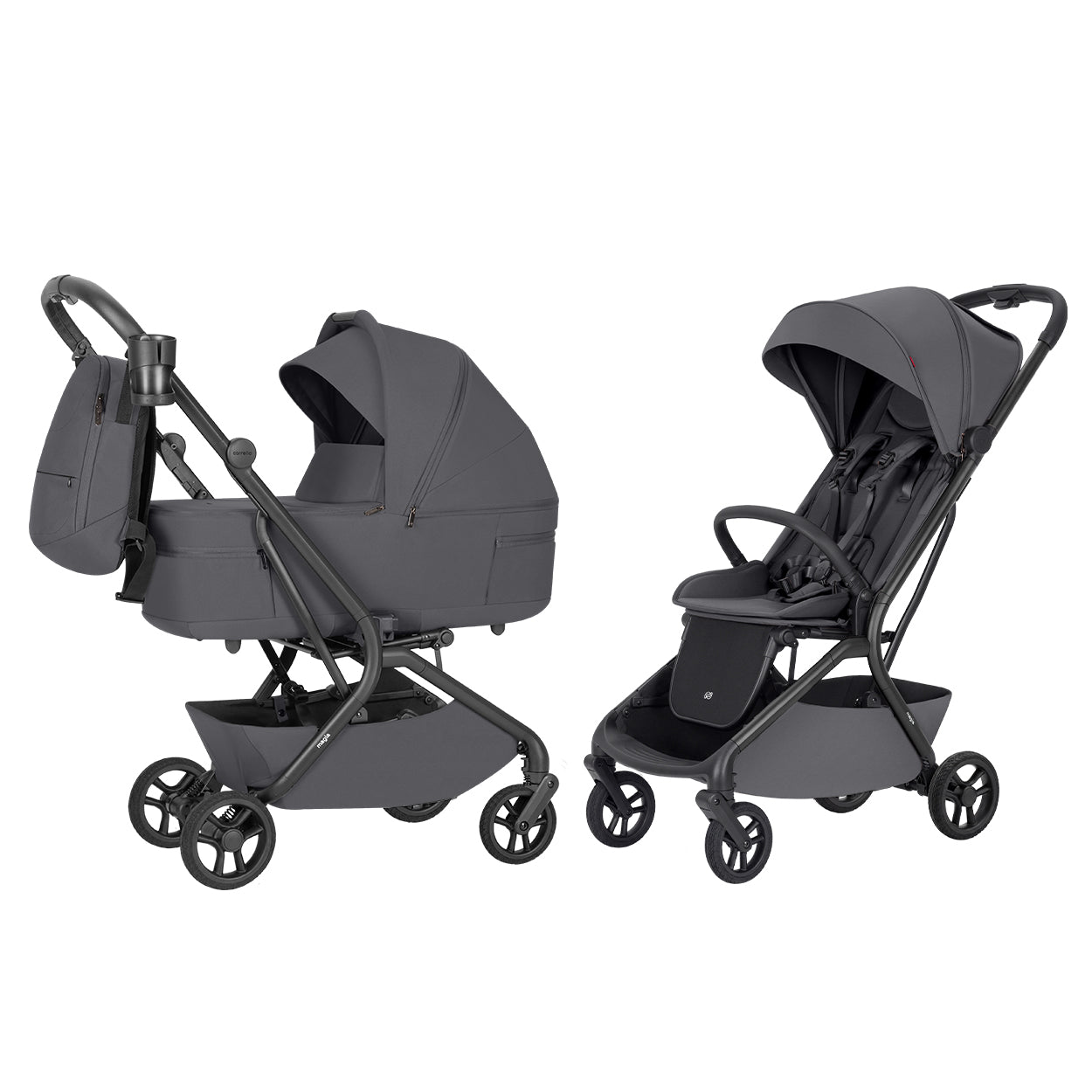 Carucior copii 2 in 1 Carrello Magia 2.0 CRL-6655 Elm Grey, compact, dimensiuni bagaj de mana, max. 22 Kg, adaptori cos auto
