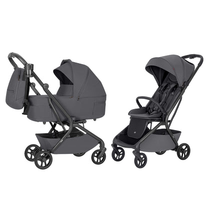 Carucior copii 2 in 1 Carrello Magia 2.0 CRL-6655 Elm Grey, compact, dimensiuni bagaj de mana, max. 22 Kg, adaptori cos auto