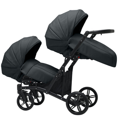 Cărucior gemeni tandem 3 în 1 Nativo Via Grafit/Cadru negru (11), latime 63 cm