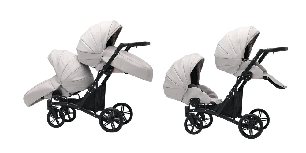Cărucior gemeni tandem 3 în 1 Nativo Via, latime 63 cm