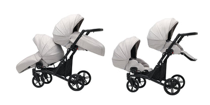 Cărucior gemeni tandem 3 în 1 Nativo Via, latime 63 cm
