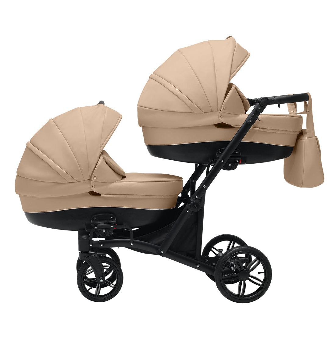 Cărucior gemeni tandem 3 în 1 Nativo Via, latime 63 cm