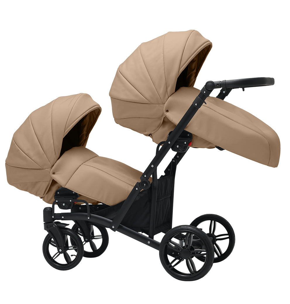 Cărucior gemeni tandem 3 în 1 Nativo Via, latime 63 cm