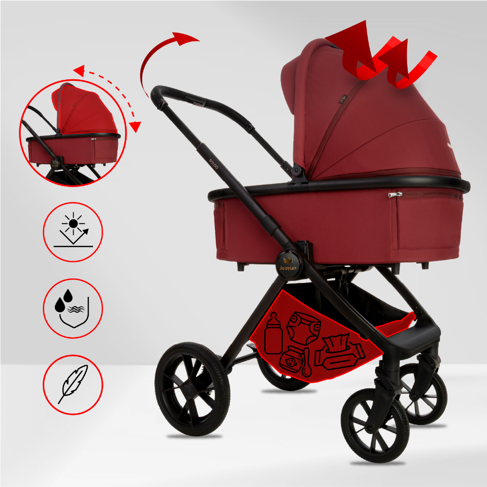 Carucior 2 in 1 BabyLux Boldo Bordo
