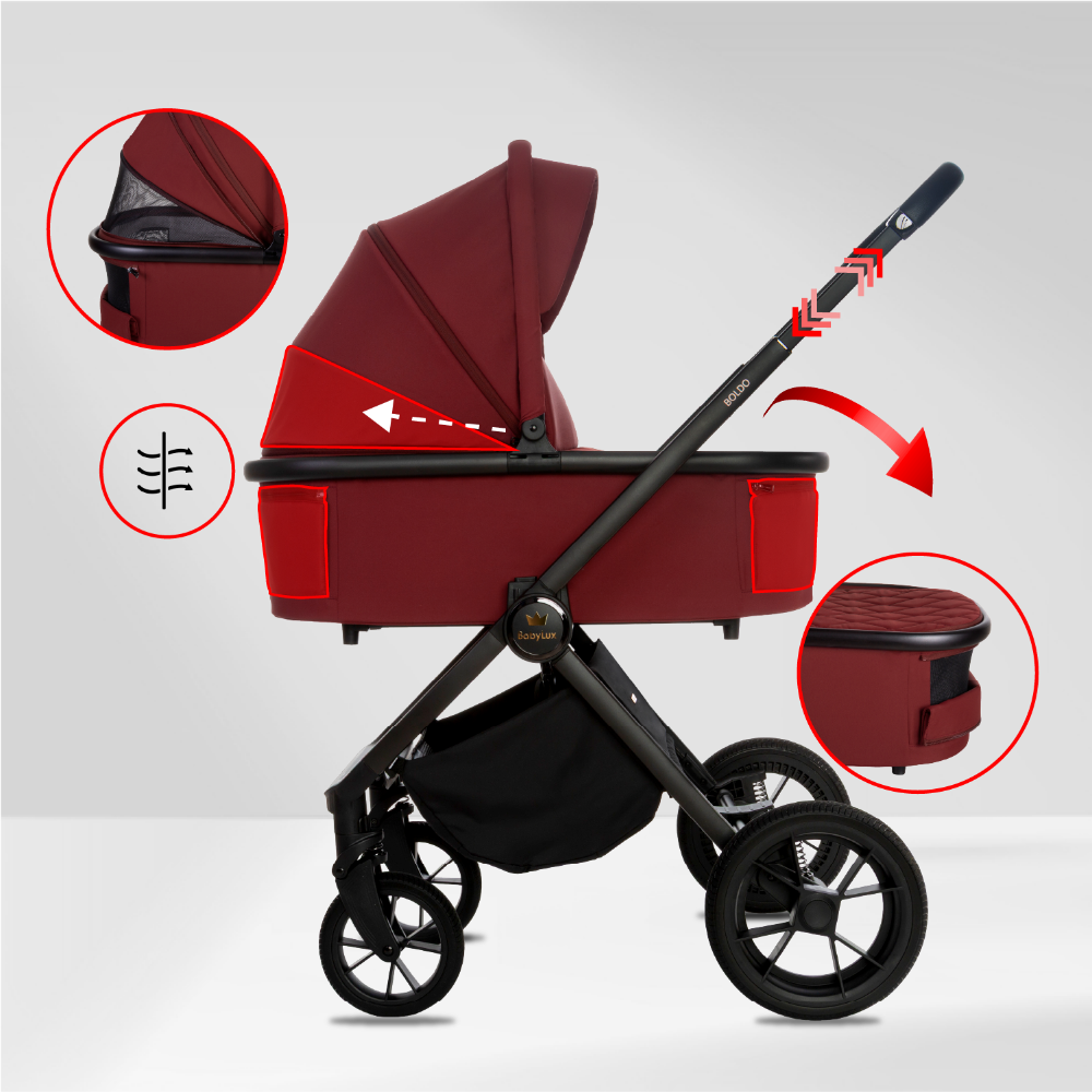 Carucior 2 in 1 BabyLux Boldo Bordo