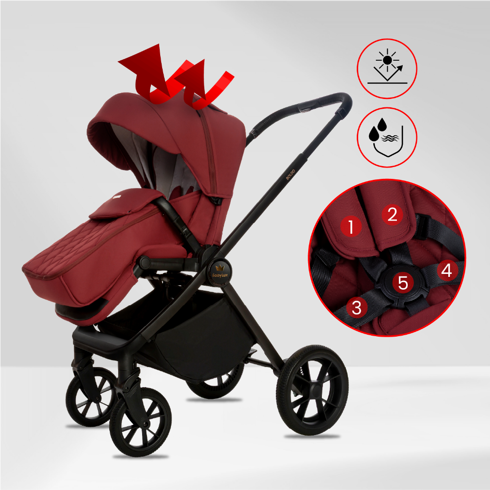 Carucior 2 in 1 BabyLux Boldo Bordo