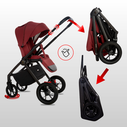 Carucior 2 in 1 BabyLux Boldo Bordo
