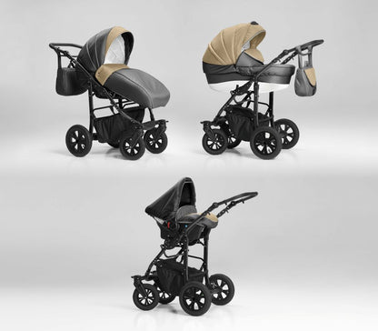 Carucior 3 in 1 Nativo Ventura Grafit-Bej-Alb/Cadru negru (22)