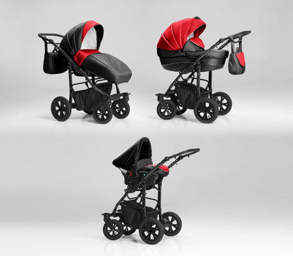 Carucior 3 in 1 Nativo Ventura Negru-Rosu/Cadru negru (03)
