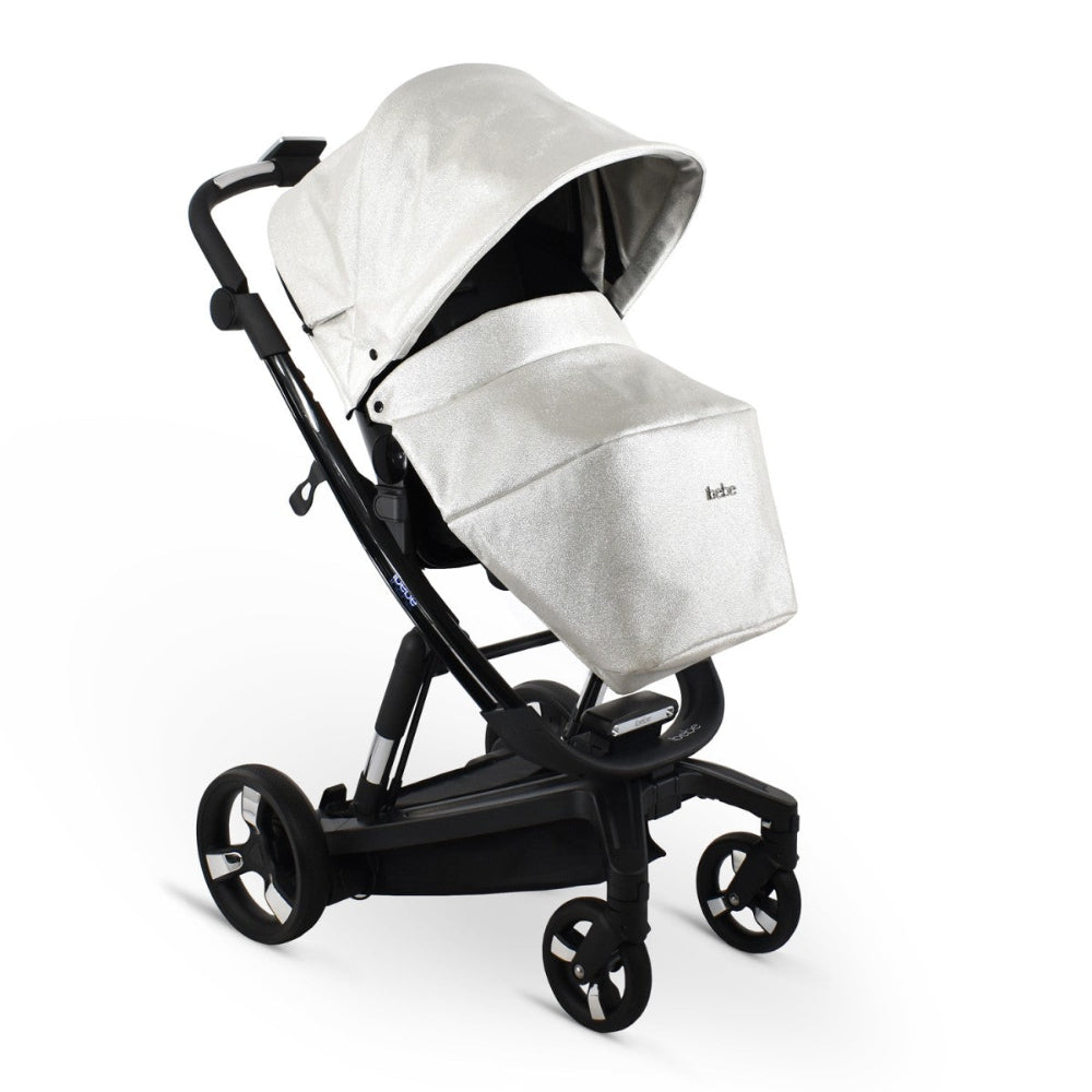 Carucior electric 2 in 1 Ibebe iSTOP & DRiVE FOLLOW ME Piele Ecologica Silver Shine, cu leganare automata, max. 22 Kg