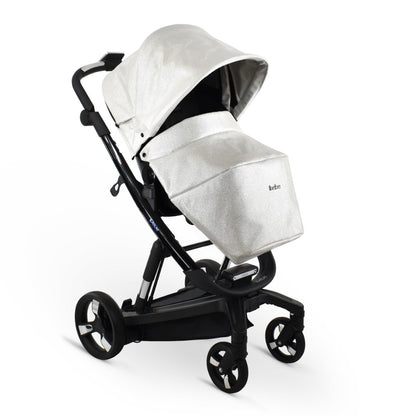 Carucior electric 2 in 1 Ibebe iSTOP & DRiVE FOLLOW ME Piele Ecologica Silver Shine, cu leganare automata, max. 22 Kg