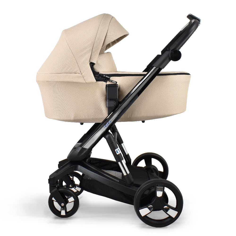 Carucior electric 2 in 1 Ibebe iSTOP & DRiVE FOLLOW ME Textil Bej (IS109) cu leganare automata max. 22 Kg