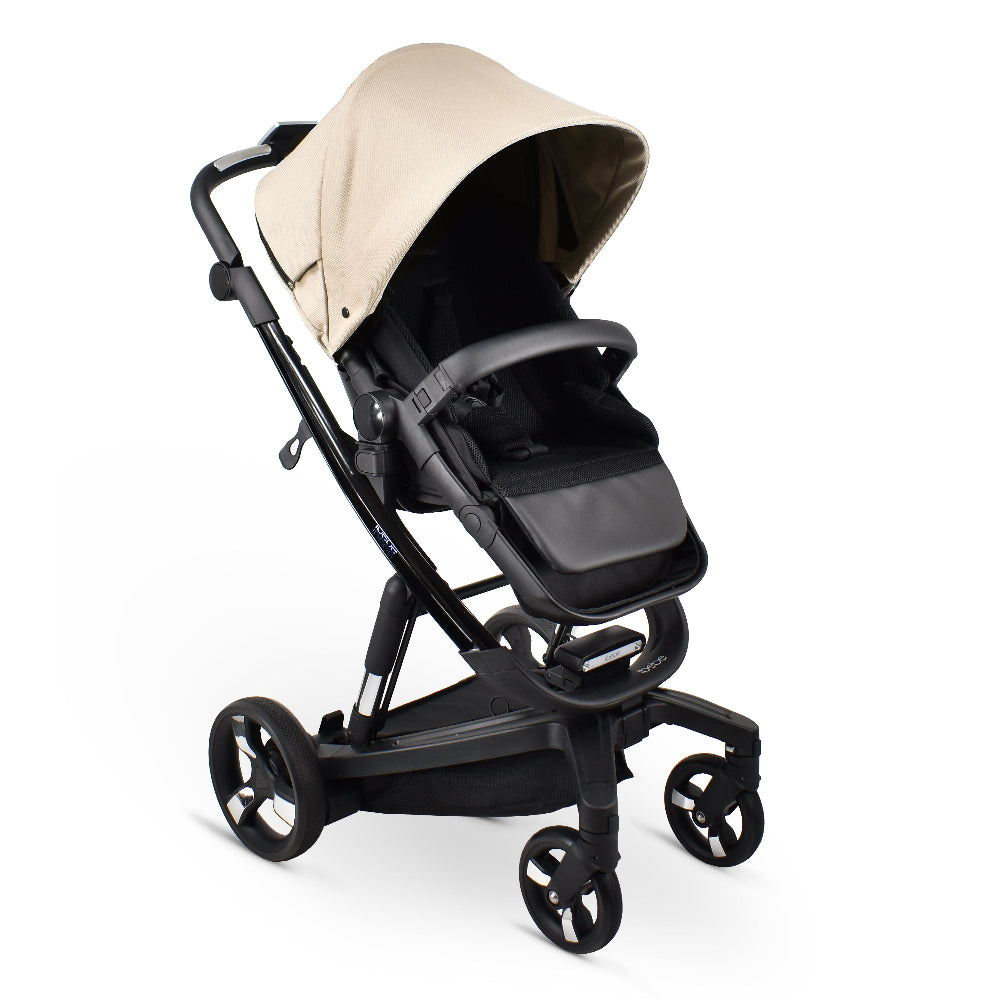 Carucior electric 2 in 1 Ibebe iSTOP & DRiVE FOLLOW ME Textil Bej (IS109) cu leganare automata max. 22 Kg