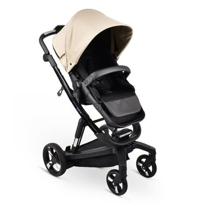 Carucior electric 2 in 1 Ibebe iSTOP & DRiVE FOLLOW ME Textil Bej (IS109) cu leganare automata max. 22 Kg