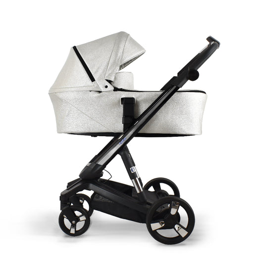 Carucior electric Ibebe iSTOP & DRiVE 2 in 1 Piele ecologica Silver Shine Eco (ISDSilverShineEco)