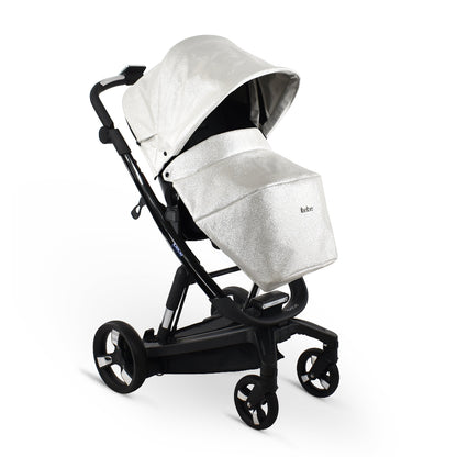 Carucior electric Ibebe iSTOP & DRiVE 2 in 1 Piele ecologica Silver Shine Eco (ISDSilverShineEco) Cybex Platinum e-Priam