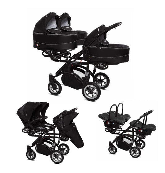 Carucior pentru tripleti BabyActive Trippy Premium (TR-07) 3 in 1 Black