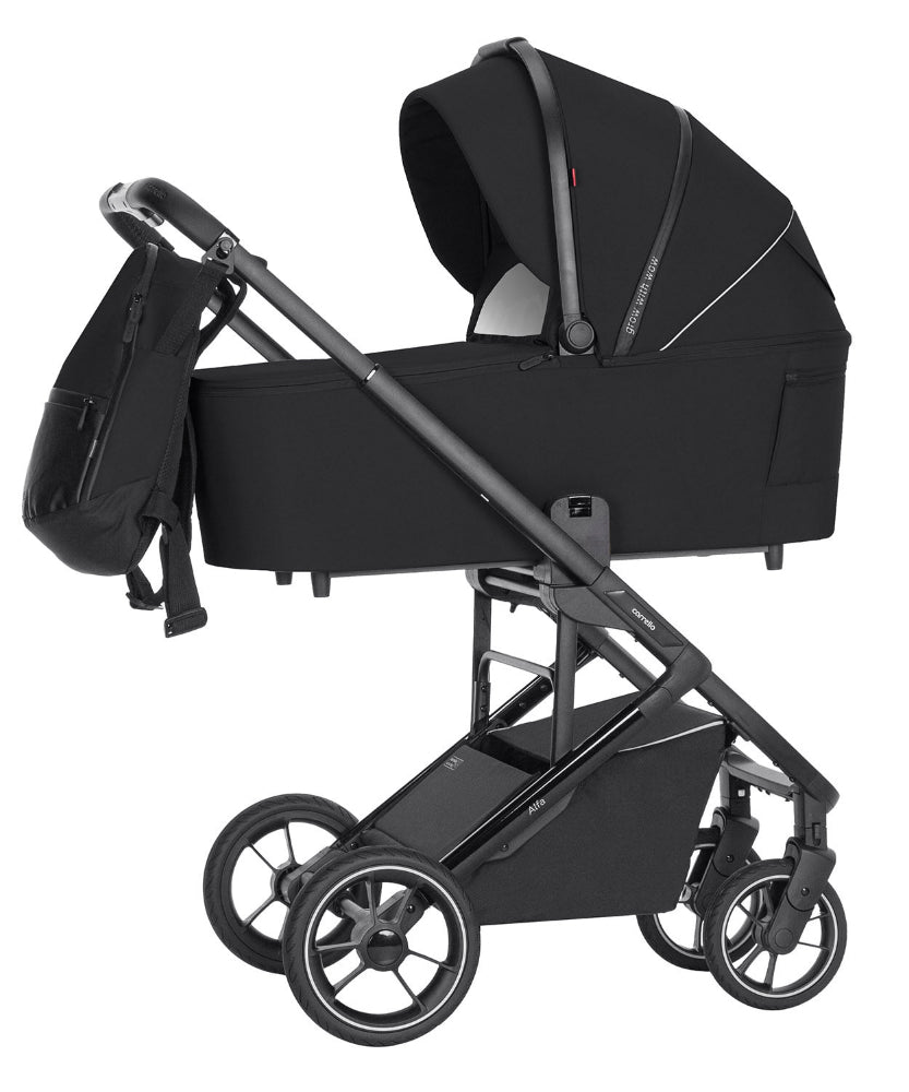 Carucior premium compact Carrello Alfa 2 in 1 (CRL-5508) Midnight Black, max. 22 Kg, protectie UV UPF 50, invelitoare picioare