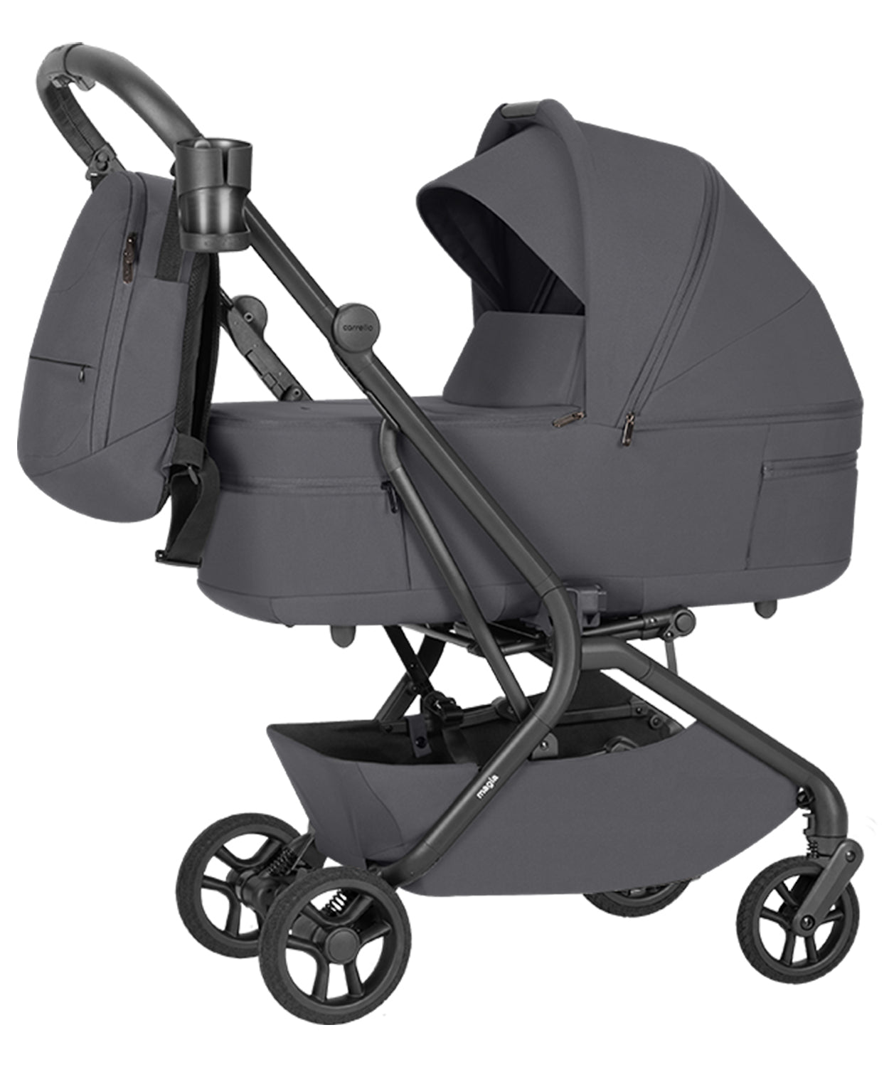 Carucior copii 2 in 1 Carrello Magia 2.0 CRL-6655 Elm Grey, compact, dimensiuni bagaj de mana, max. 22 Kg, adaptori cos auto