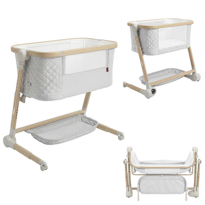 Patut electric co-sleeper cu telecomanda Carrello Salsa (CRL-16507) Velora Grey, pliabil, 0-6 luni, 9 Kg