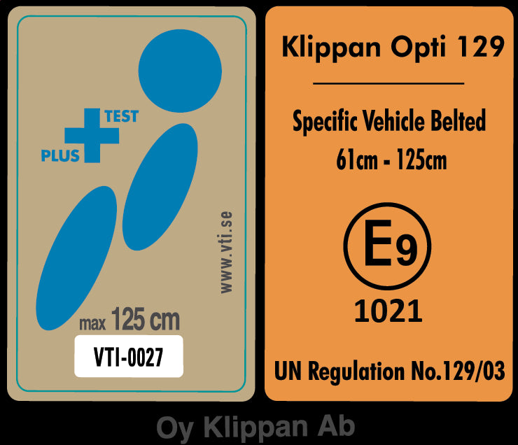 Scaun auto Klippan OPTI129 i-Size 61-125 cm/32 Kg, testat PLUS, rear facing prelungit, PLUS TEST VTI-0027