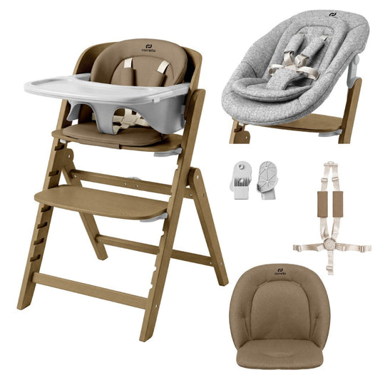 Scaun de lemn transformabil Carrello Focus (CRL-16801) Sahara Beige, de la nastere, max. 130 kg