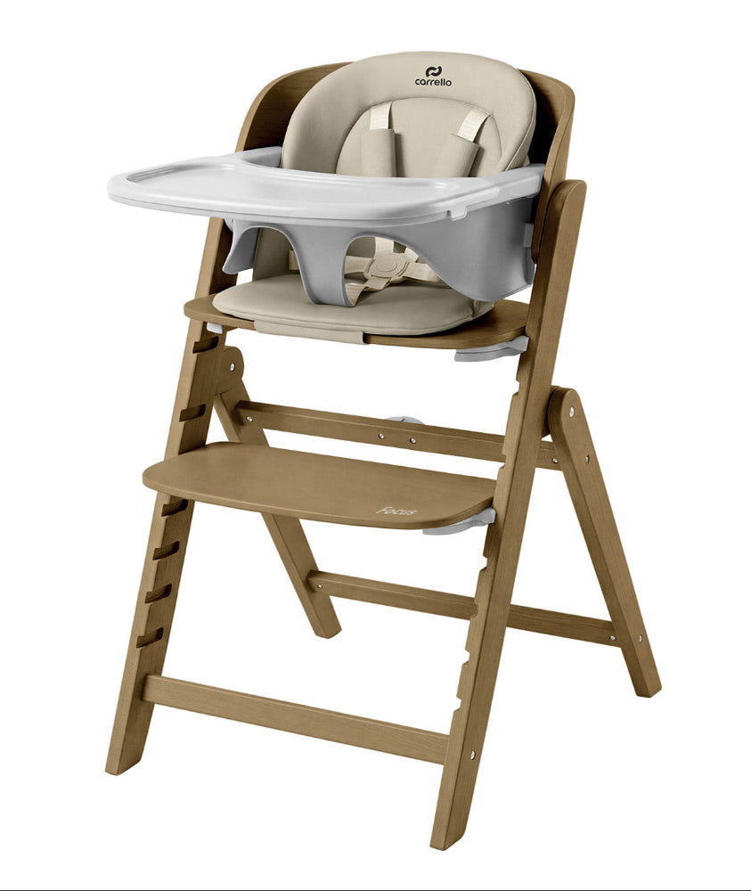 Scaun de lemn transformabil Carrello Focus Croissant Beige, de la nastere, max. 130 kg