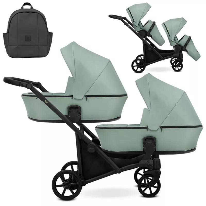 Carucior pentru gemeni Kunert Brav Duo 2 in 1 Menta/cadru Negru