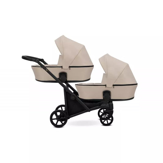 Carucior pentru gemeni Kunert Brav Duo 2 in 1 Crem/cadru Negru