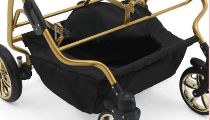 Carucior pentru gemeni Nativo Gemini 3 in 1 Gri deschis-Grafit/Gold latime 87 cm reversibil carucior-gemeni