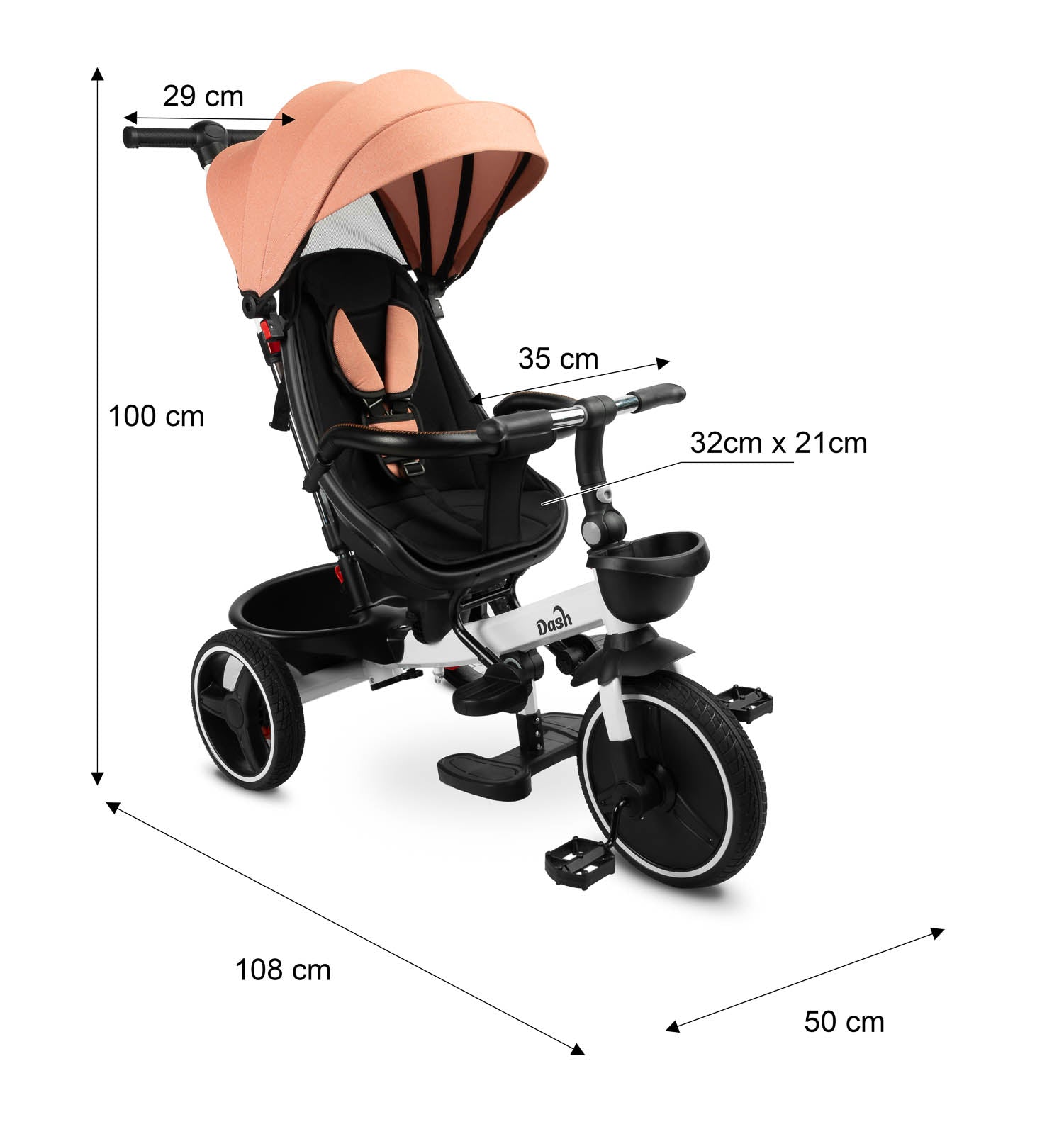Tricicleta cu maner parental si scaun reversibil Toyz DASH Melanj tricicleta