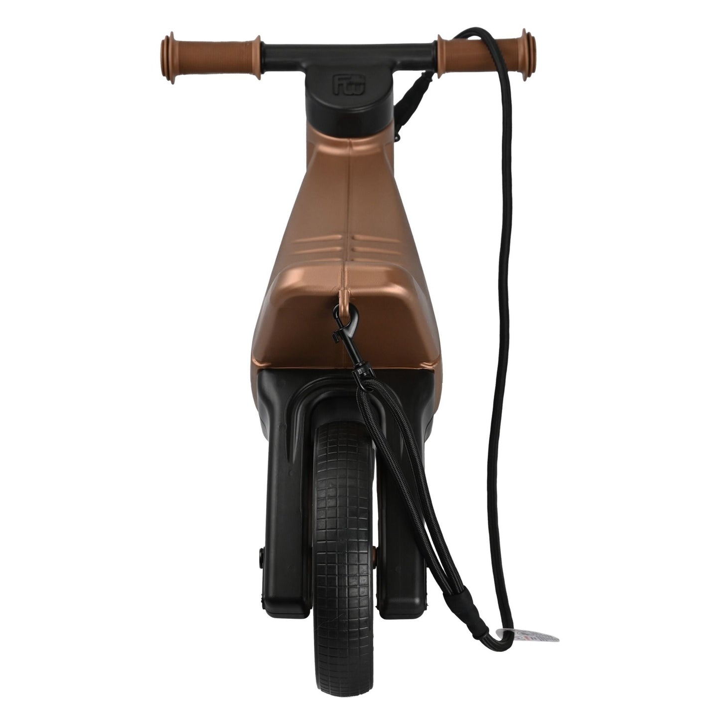 Bicicleta fara pedale cu cosulet pentru ghidon, 2 in 1, 18+ luni, pneuri si manere de cauciuc, 4 nivele de reglaj pe inaltime, Funny Wheels Rider SuperSport Copper/Black
