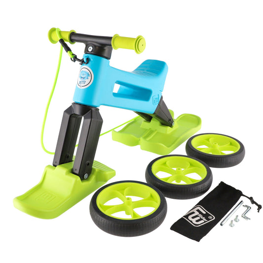 Bicicleta fara pedale Funny Wheels Rider YETTI SUPERPACK 3 in 1 Blue/Lime