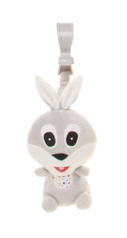 Jucarie de plus pentru carucior/patut 4Baby SQUEEZE Iepurasi Gri