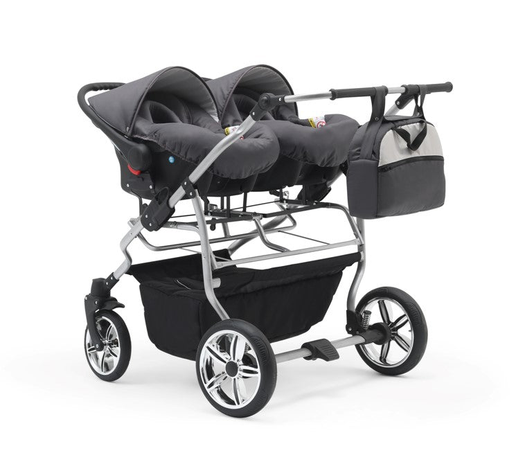 Carucior pentru gemeni Nativo Gemini 3 in 1 Gri Deschis/Gold latime 87 cm reversibil carucior-gemeni