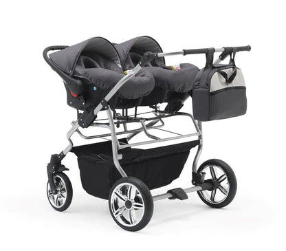 Carucior pentru gemeni Nativo Gemini 3 in 1 Gri Deschis/Gold latime 87 cm reversibil carucior-gemeni