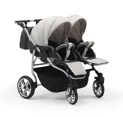 Carucior pentru gemeni Nativo Gemini 3 in 1 Maro-Bej/Gold latime 87 cm reversibil carucior-gemeni