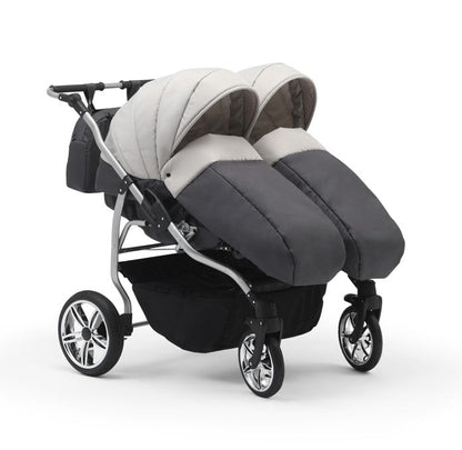 Carucior pentru gemeni Nativo Gemini 3 in 1 Gri-Grafit/Gri latime 87 cm reversibil carucior-gemeni