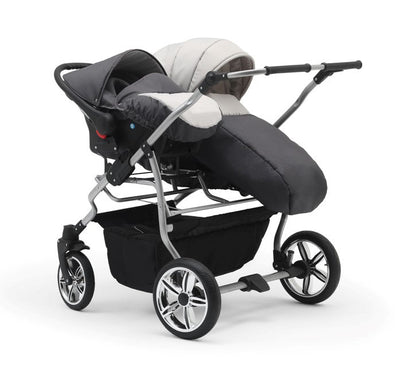 Carucior pentru gemeni Nativo Gemini 3 in 1 Negru-Alb/Gold latime 87 cm reversibil carucior-gemeni