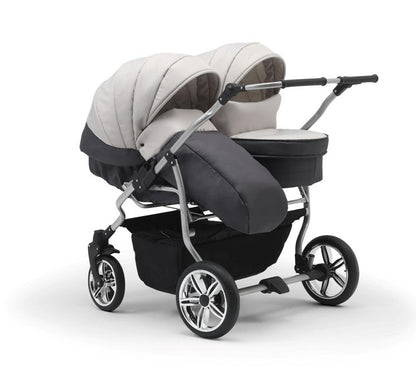 Carucior pentru gemeni Nativo Gemini 3 in 1 Gri-Grafit/Gri latime 87 cm reversibil carucior-gemeni